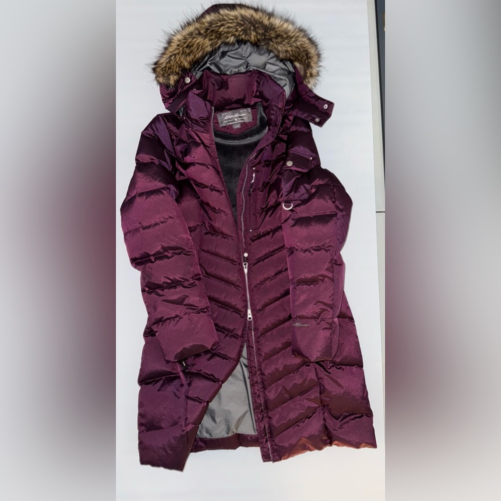 Eddie Bauer Woman's Medium Purple Long Winter Coat